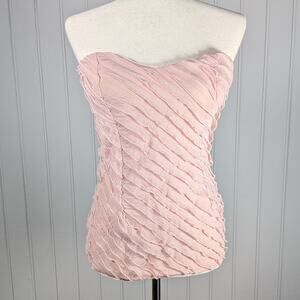 Y2K Body Central Pink Tiered Ruffle Tube Top Stretchy Strapless USA Made Medium
